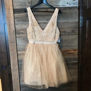 Free People Deja Vu Mini Dress Gold sz12 NWT